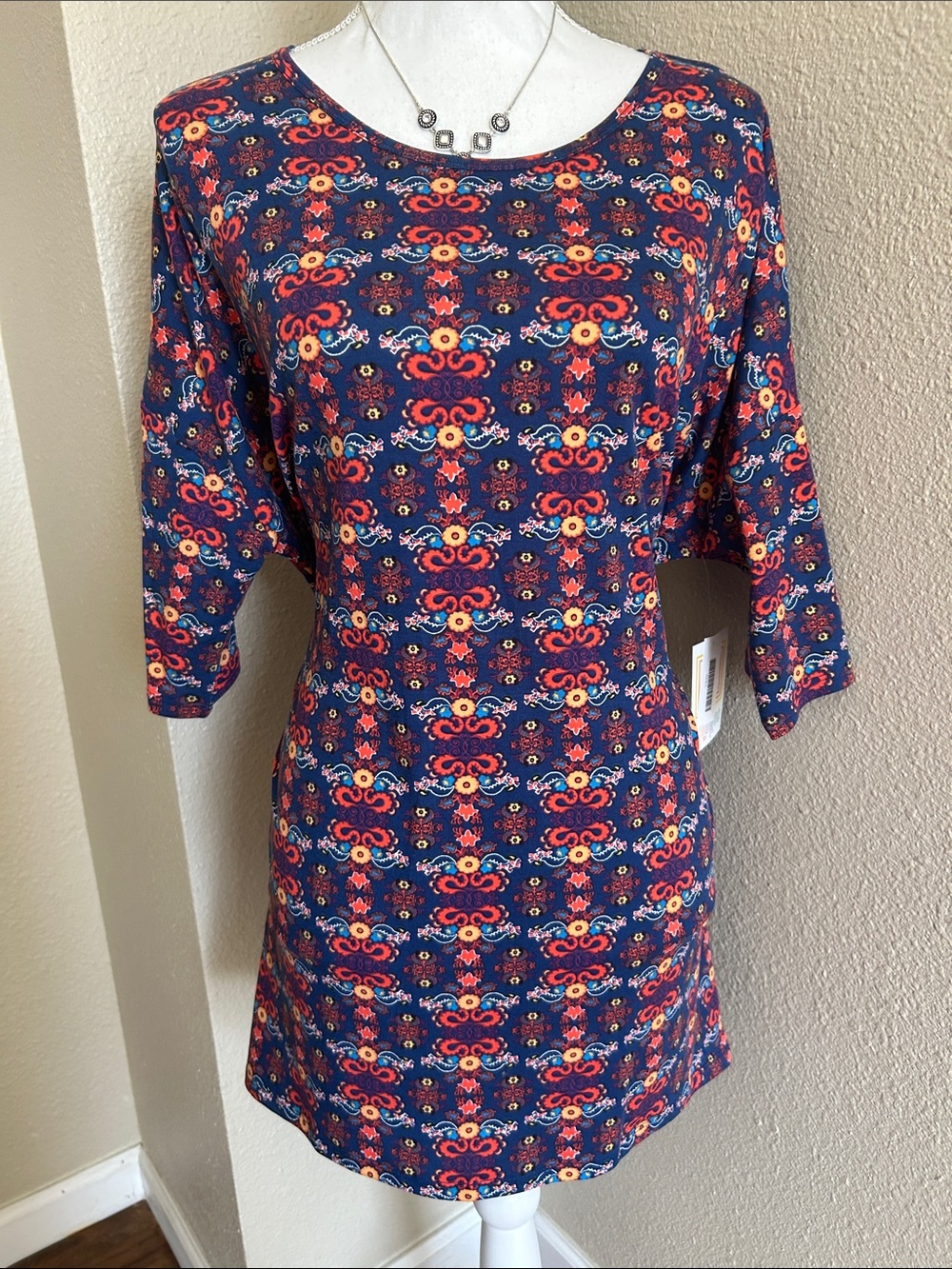 Women’s Navy Multi-Color Patterned Tunic